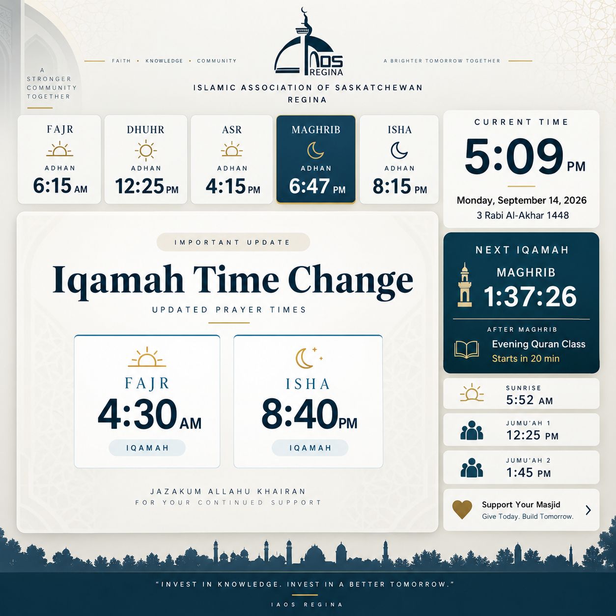Prayer Time TV Display